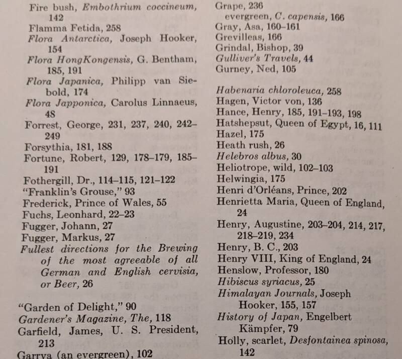 Garden Snob Glossary, Book Index